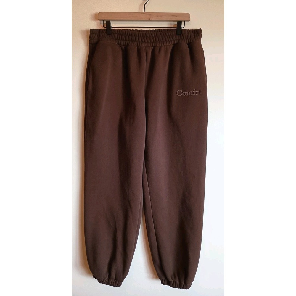 Comfrt Chocolate Brown Minimalist Heavyweight Fleece Jogger Sweatpants XL